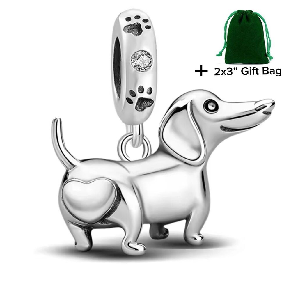 Dachshund Dog Dangle Charm | 925 Silver | Brand New